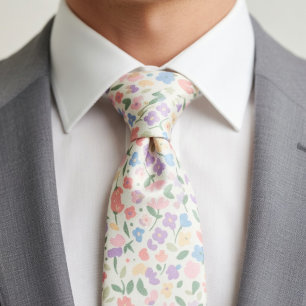 Pastel Ditsy Bloemenprint Stropdas