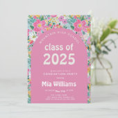Pastel Ditsy Floral Graduation Invitation Editable (Debout devant)
