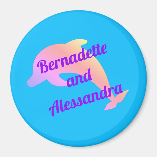 Pastel Dolfijn Gepersonaliseerde Stateroom Deurmar Magneet (Voorkant)