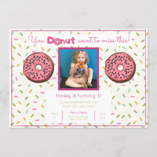 Pastel Donut Anniversaire Fête Photo Invitation