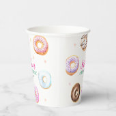 Pastel Donut Star Sprinkles Roze Script Verjaardag Papieren Bekers (Rechts)