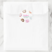 Pastel Donut Ster Strooide Pink Script Verjaardag Ronde Sticker (Tas)