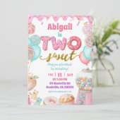 Pastel Donut Two Sweet 2nd Birthday party Invitati Kaart (Staand voorkant)