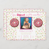 Pastel Donut Verjaardagsfeest Foto uitnodiging (Voorkant / Achterkant)