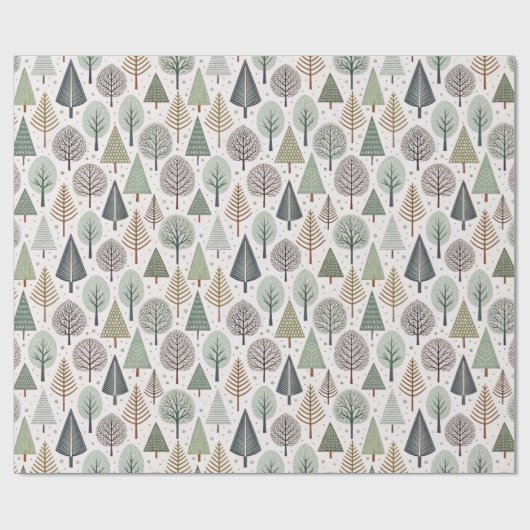 Pastel Doodle Christmas Tree Holiday Pattern Cadeaupapier (Vlak)