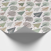Pastel Doodle Christmas Tree Holiday Pattern Cadeaupapier (Hoek)