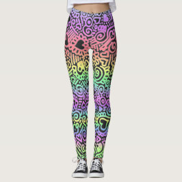 Pastel Doodle Pattern-Leggings Leggings