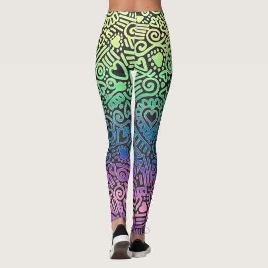 Pastel Doodle Pattern-Leggings Leggings (Achterkant)