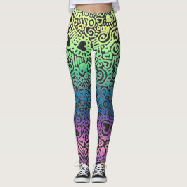 Pastel Doodle Pattern-Leggings Leggings