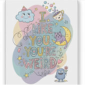 Pastel Doodle Whimsical Kat Monster Sticker (Voorkant)