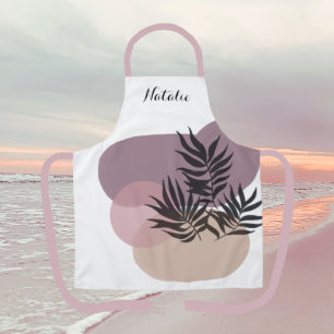 Pastel doux Abstrait blanc tropical tablier