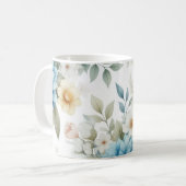 Pastel doux Floral Bleu Dahlia Mug (Devant gauche)