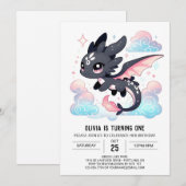 Pastel Dragon 1e verjaardag Kaart (Voorkant / Achterkant)