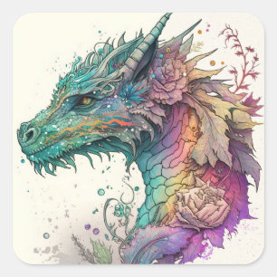 Pastel Dragon Vierkante Sticker