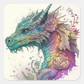 Pastel Dragon Vierkante Sticker