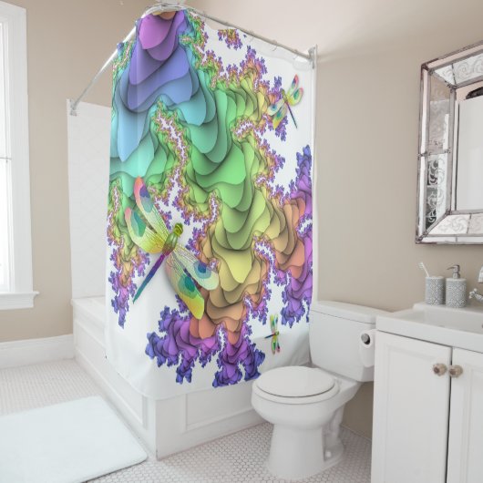 Pastel Dragonflies Douche Rideau (En situation)