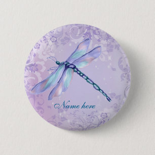 Pastel Dragonfly - Aanpassen Ronde Button 5,7 Cm