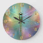 Pastel Dragonfly Fractal Art, Grote Klok (Voorkant)