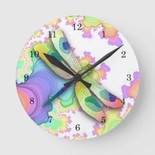 Pastel Dragonfly-klok Ronde Klok