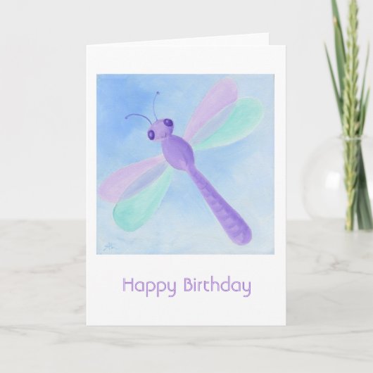 Pastel Dragonfly Verjaardag Kaart (Voorkant)