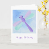 Pastel Dragonfly Verjaardag Kaart (Gele Bloem)