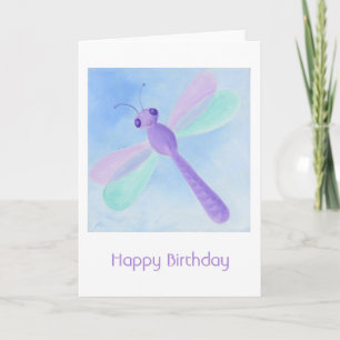 Pastel Dragonfly Verjaardag Kaart