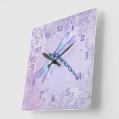 Pastel Dragonfly Vierkante Klok (Hoek)