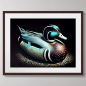 Pastel Drawing Duck Decoy Blauwgroen Poster