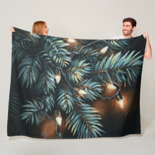 Pastel Drawing Pine Boughs Lichten Fleece Deken