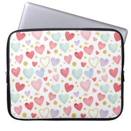 Pastel Dreams Watercolor Hearts Laptop Sleeve