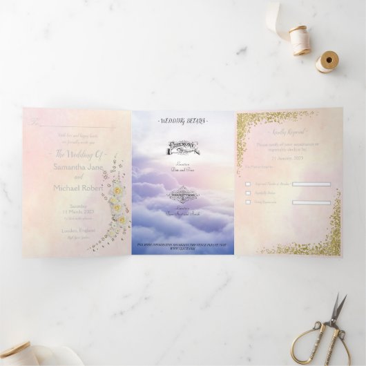 Pastel Dreamy Faire-part de mariage (Intérieur)