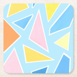 Pastel driehoeken op Bord blauw Vierkante Kartonnen Onderzetter