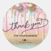 Pastel drip Business Branding Bedankt Ronde Sticker (Voorkant)
