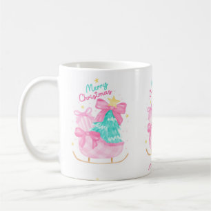 pastel droom blauw,roze en gele slee cadeau koffiemok