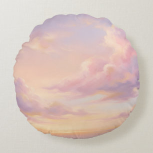 Pastel Droom: moderne luchtstudie in renaissancest Rond Kussen