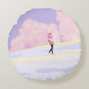 Pastel Droomlandschap Wandelaar Rond Kussen