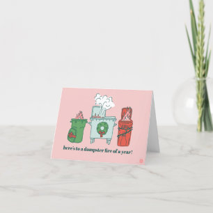 Pastel Dumpster Fire Holiday Card Feestdagen Kaart