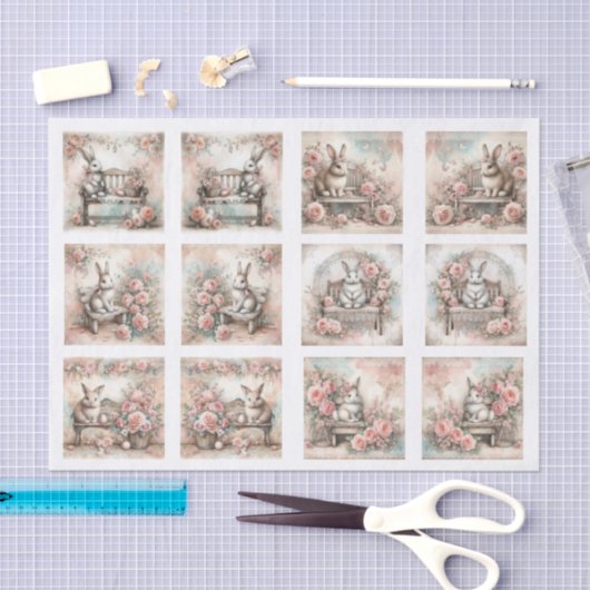 Pastel Easter Bunnies for Shells  Decoupage Tissuepapier (Craft)