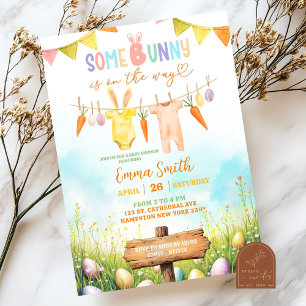 Pastel Easter Bunny Baby shower Kaart