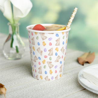 Pastel Easter Bunny & Chick Party Paper Cups Papieren Bekers