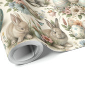 Pastel Easter Bunny Decorative Eggs Spring Floral Cadeaupapier (Rol Hoek)