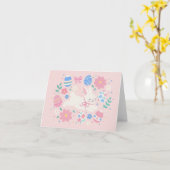 Pastel Easter Bunny Illustration Kaart (Gele Bloem)