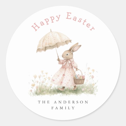 Pastel Easter Bunny Ronde Sticker (Voorkant)
