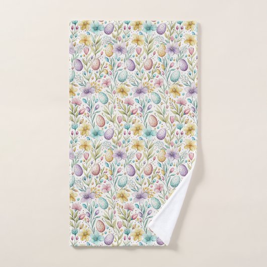 Pastel Easter Egg and Spring Floral Pattern (Serviette à main)