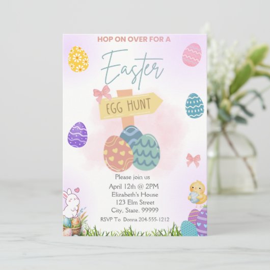 Pastel Easter Egg Hunt Party Invitation (Debout devant)