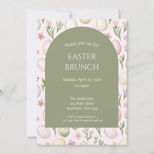 Pastel Easter Egg Motif Easter Brunch Invitation (Devant)