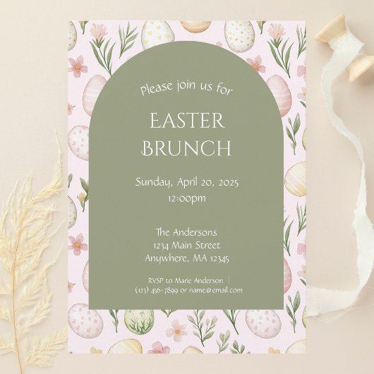 Pastel Easter Egg Pattern Easter Brunch Uitnodigin Feestdagenkaart