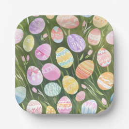 Pastel Easter Eggs | Beautiful Spring Watercolor Papieren Bordje