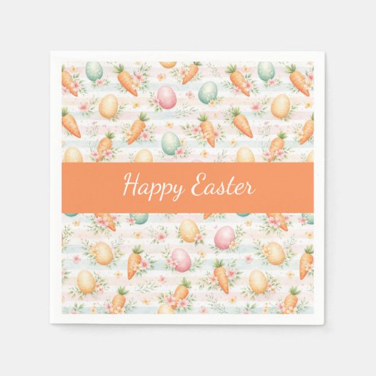 Pastel Easter Eggs & Carrots Watercolor Pattern Servet (Voorkant)