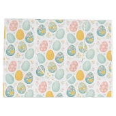 Pastel Easter Eggs Floral Pattern - Cute Spring  Groot Cadeauzakje (Achterkant)